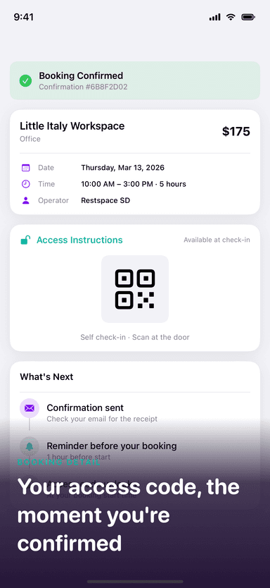 Active booking with QR code
