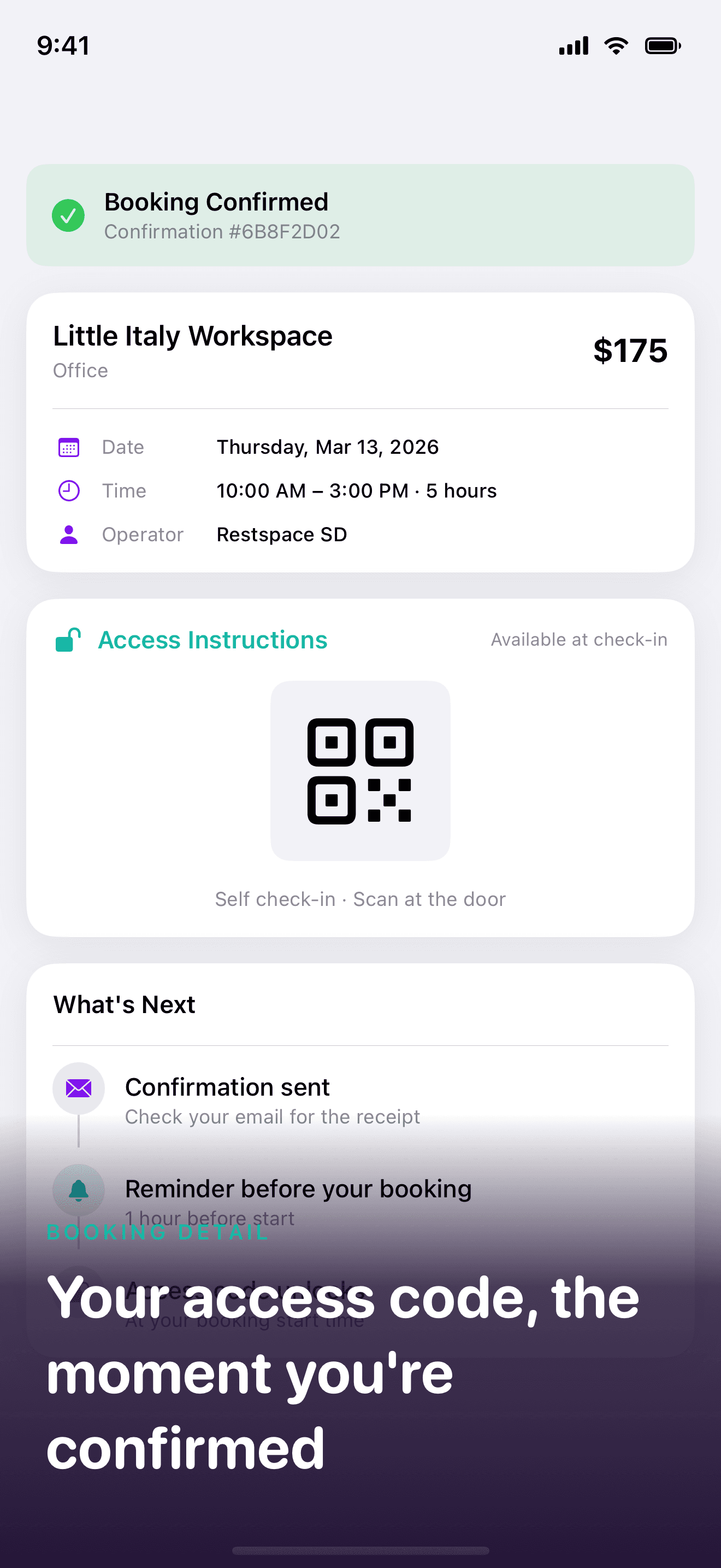 Active booking with QR code