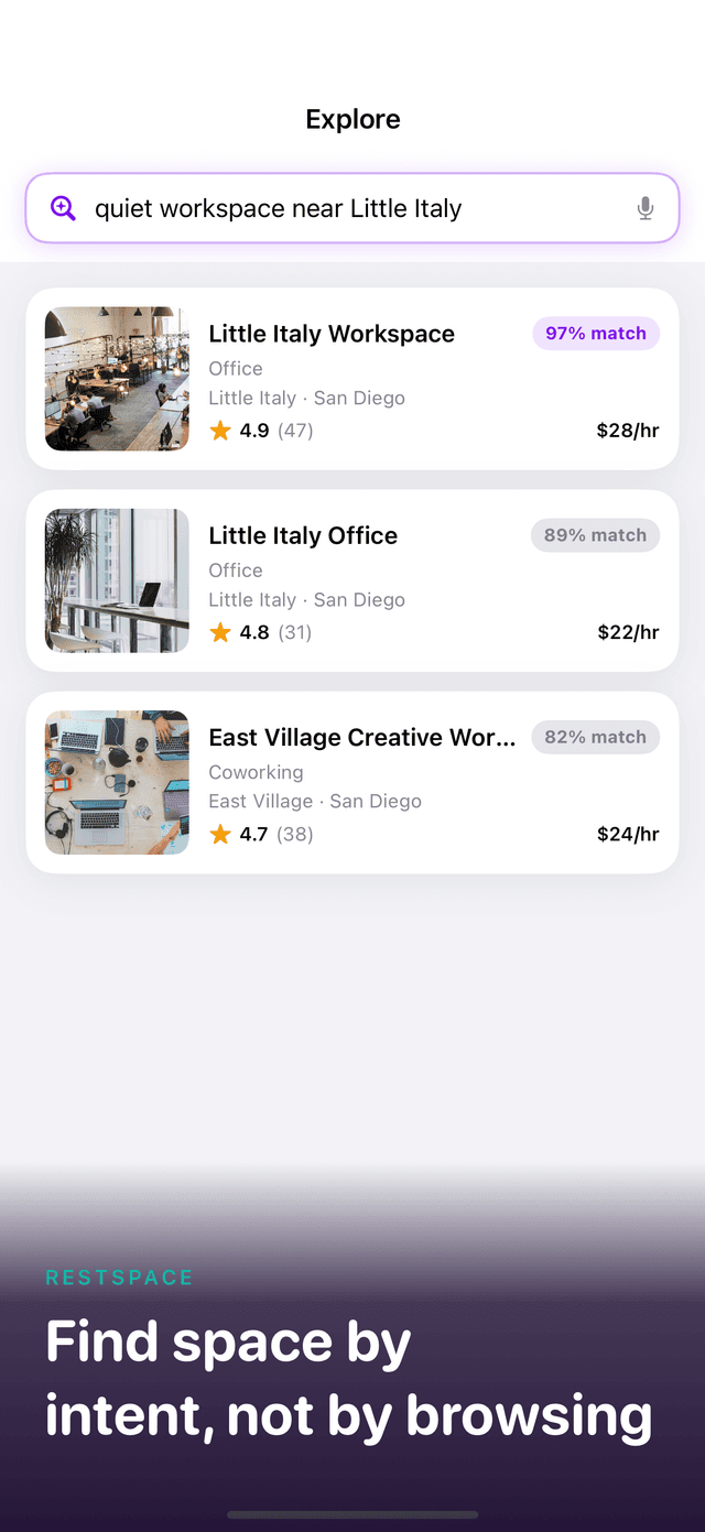 Explore tab with AI search results